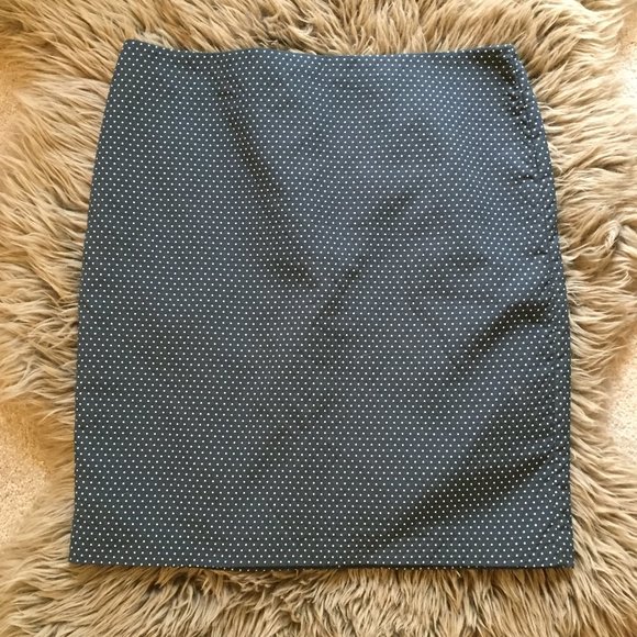 Kenar blue/grey pencil skirt w/ polka dots - size 6 - Picture 1 of 7